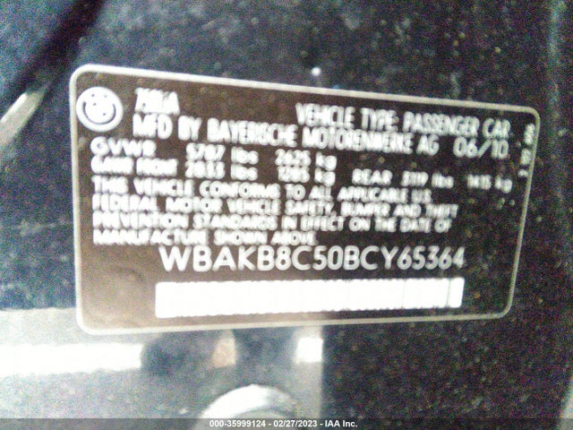 35999124 :رقم المزاد ، WBAKB8C50BCY65364 vin ، 2011 Bmw 7 Series 750li مزاد بيع
