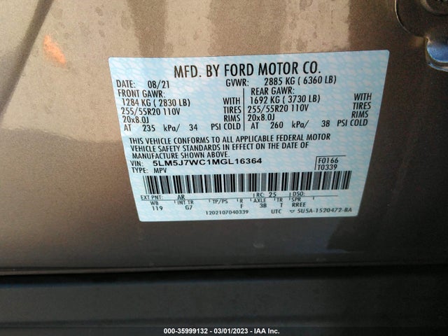 2021 Lincoln Aviator, VIN: 5LM5J7WC1MGL16364