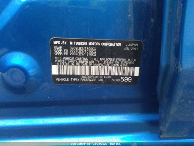 JA32U2FUXFU014930 Mitsubishi LANCER ES