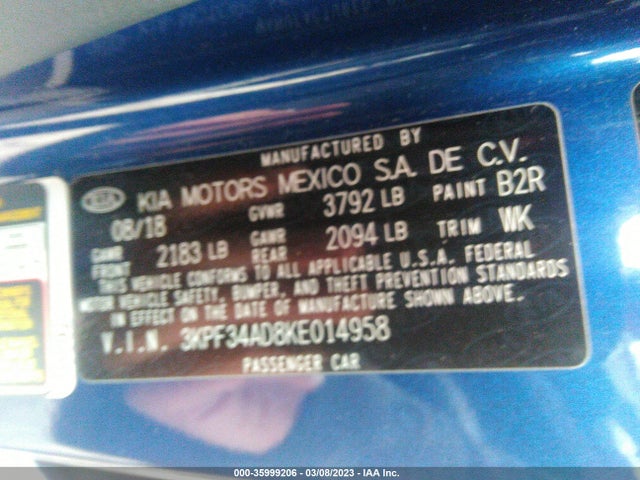 KIA FORTE S 2019 3KPF34AD8KE014958 Image 11