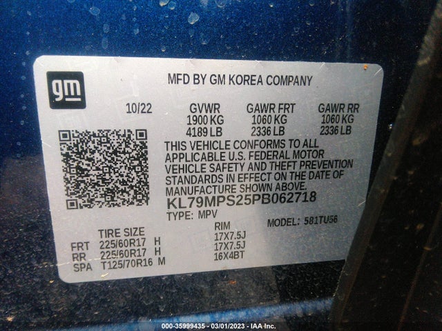 2023 Chevrolet Trailblazer, VIN: KL79MPS25PB062718