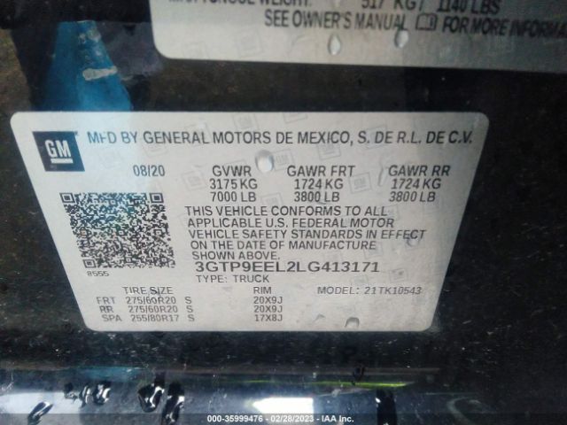 3GTP9EEL2LG413171 GMC Sierra 1500 At4