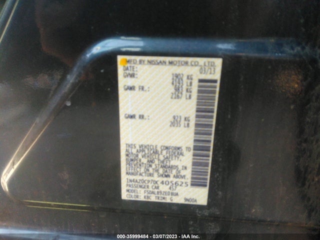 2013 NISSAN LEAF S VIN: 1N4AZ0CP7DC405625
