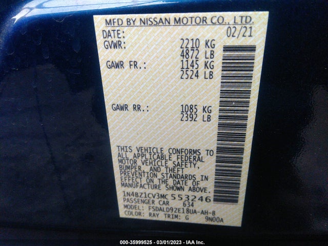 2021 Nissan Leaf, VIN: 1N4BZ1CV3MC553246