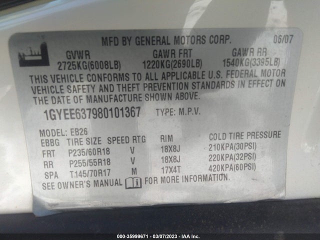 Cadillac Srx Awd 2008 1GYEE637980101367 Image 11