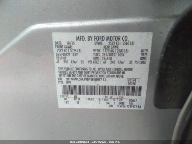 2FMPK3AP8FBB99713 Ford EDGE SPORT