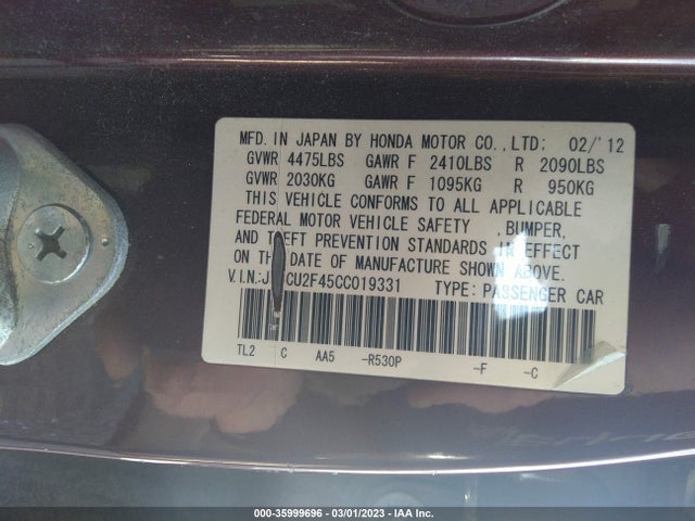 Acura TSX 2012 JH4CU2F45CC019331 Image 10