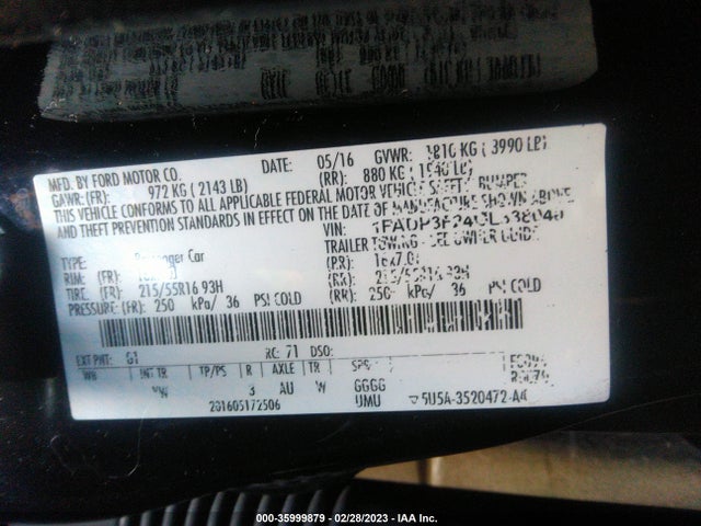 Ford FOCUS SE 2016 1FADP3F24GL338040 Image 9