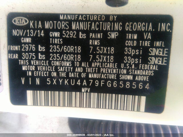 2015 Kia Sorento, VIN: 5XYKU4A79FG658564