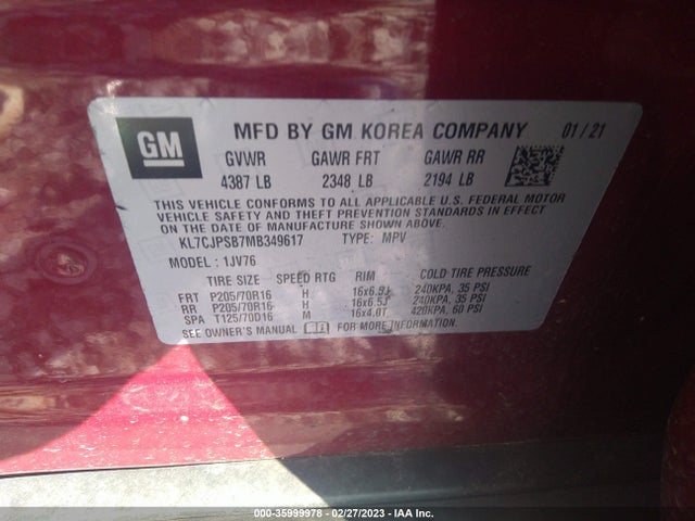 Chevrolet Trax Lt 2021 KL7CJPSB7MB349617 Image 10