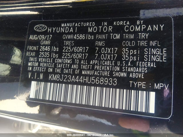 Hyundai TUCSON SE 2017 KM8J23A44HU568933 Image 10