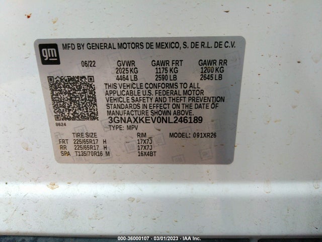 Chevrolet EQUINOX LT 2022 3GNAXKEV0NL246189 Image 9
