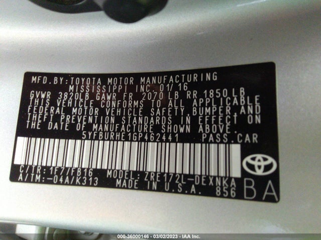 Toyota Corolla L/le/s/s Plus/le Plus 2016 5YFBURHE1GP462441 Image 10