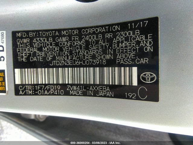 Toyota Prius V Two/five/three/four 2017 JTDZN3EU6HJ073918 Image 10