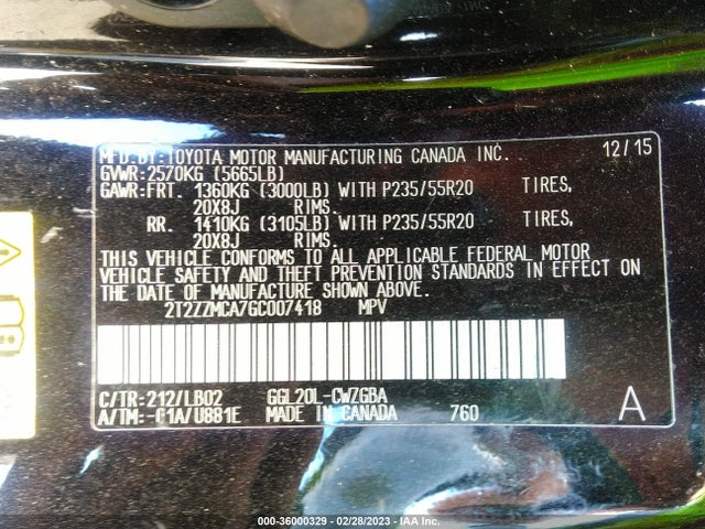 2T2ZZMCA7GC007418 Lexus RX 350