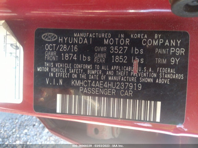 Hyundai ACCENT SE 2017 KMHCT4AE4HU237919 Image 10