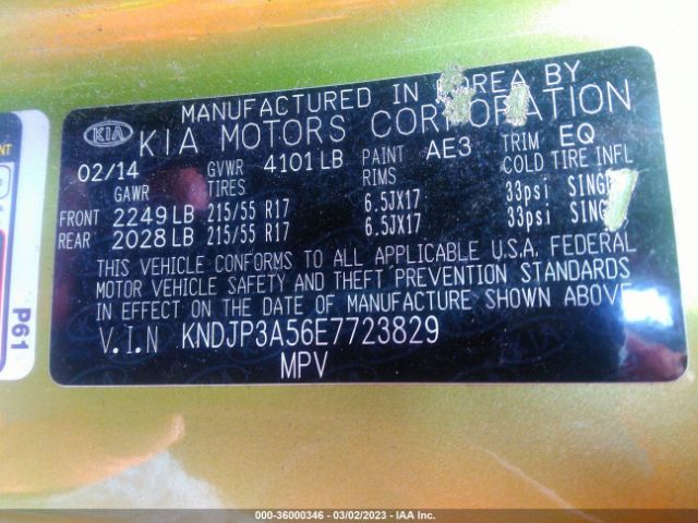 KNDJP3A56E7723829 KIA SOUL +