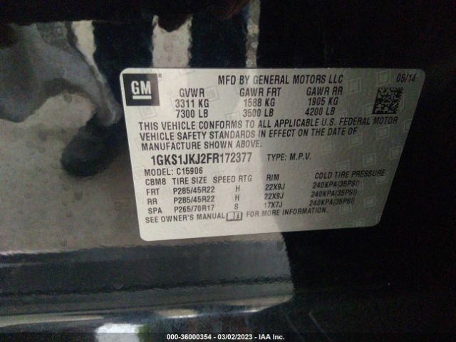 1GKS1JKJ2FR172377 GMC YUKON XL DENALI