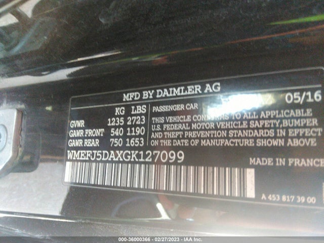2016 Smart Fortwo, VIN: WMEFJ5DAXGK127099