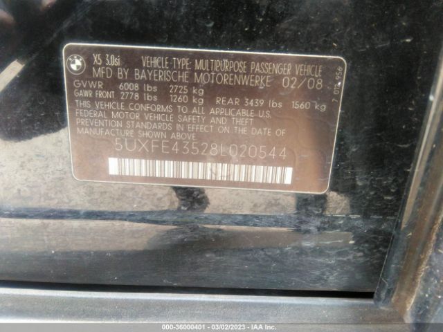 5UXFE43528L020544 BMW X5 3.0SI