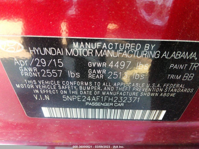 Hyundai Sonata 2.4l Se 2015 5NPE24AF1FH232371 Image 11