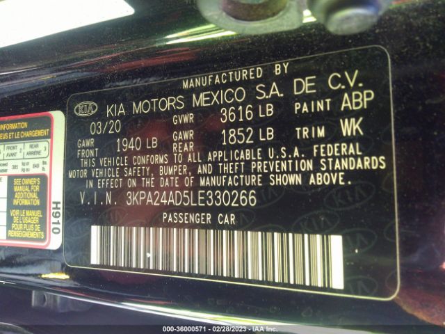 3KPA24AD5LE330266 KIA RIO S