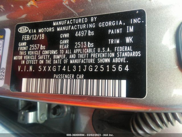 5XXGT4L31JG251564 KIA Optima Lx