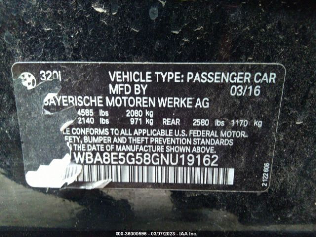 WBA8E5G58GNU19162 BMW 3 Series 320i Xdrive