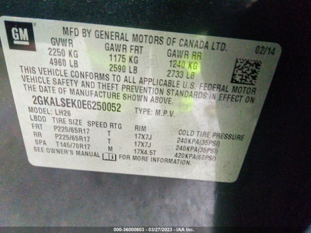2GKALSEK0E6250052 GMC Terrain Slt