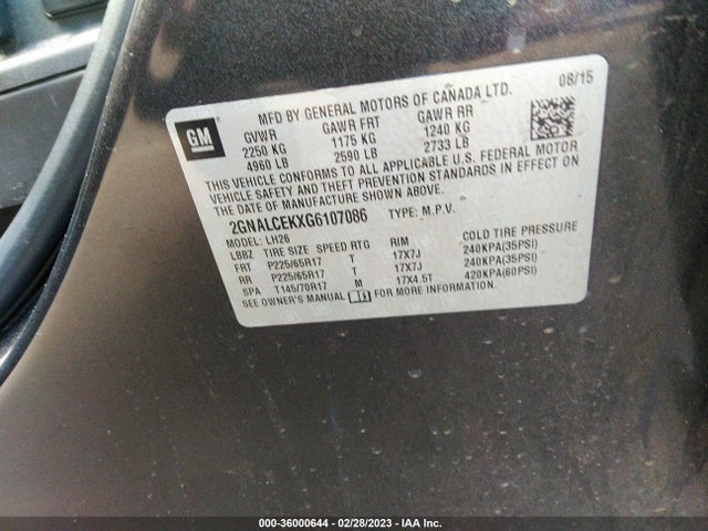 Chevrolet EQUINOX LT 2016 2GNALCEKXG6107086 Image 10