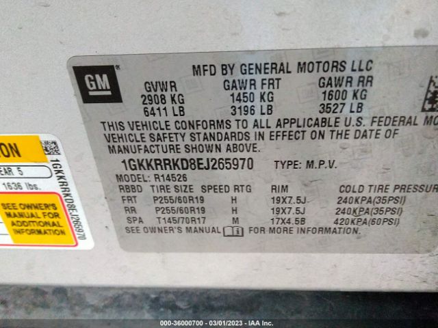 1GKKRRKD8EJ265970 GMC ACADIA SLT