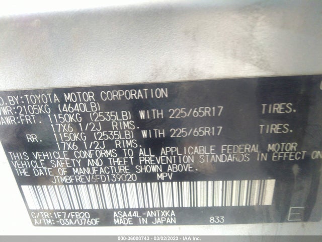 Toyota RAV4 LE 2015 JTMBFREV6FD139020 Image 11