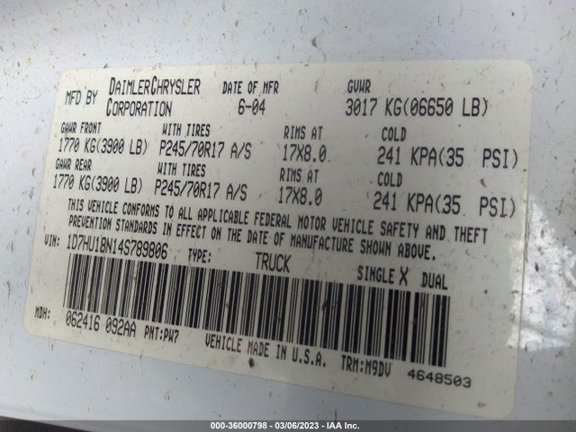 Dodge Ram 1500 Slt 2004 1D7HU18N14S789806 Image 11