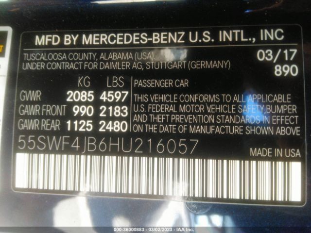 55SWF4JB6HU216057 Mercedes-Benz C-class C 300