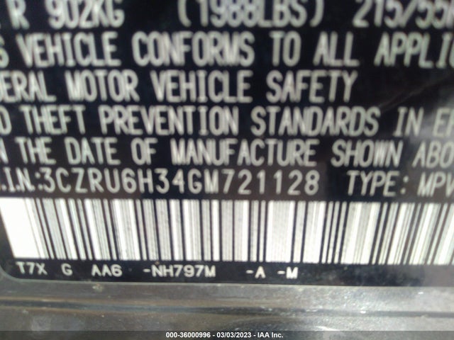 Honda HR-V LX 2016 3CZRU6H34GM721128 Image 10