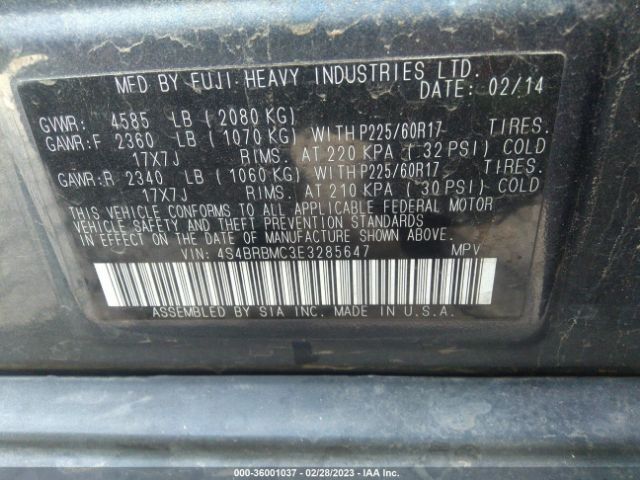 4S4BRBMC3E3285647 Subaru Outback 2.5i Limited