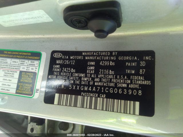 5XXGM4A71CG063908 KIA Optima Lx