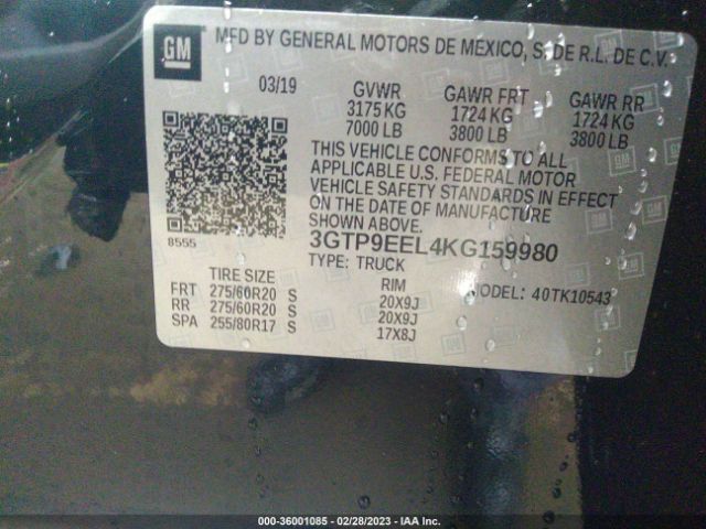 3GTP9EEL4KG159980 GMC Sierra 1500 At4