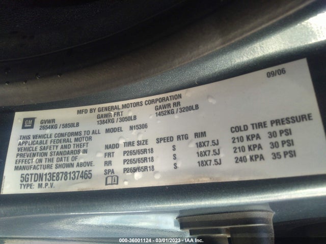 5GTDN13E878137465 Hummer H3 SUV