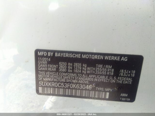 5UXKR0C53F0K63046 BMW X5 Xdrive35i