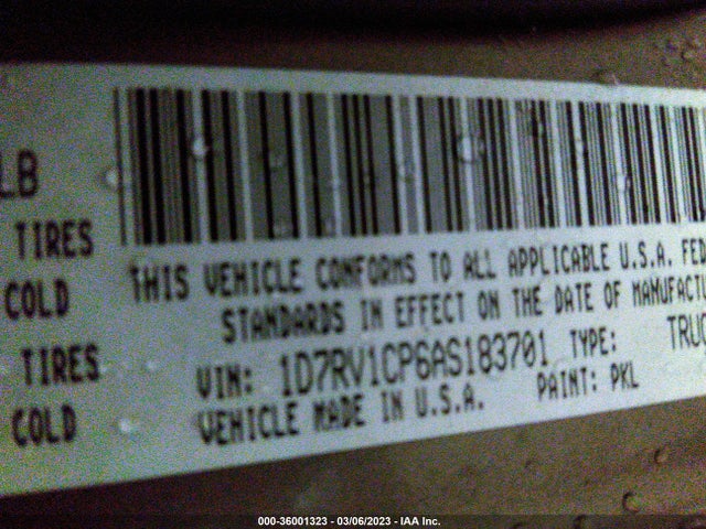 2010 DODGE RAM 1500 SLT VIN: 1D7RV1CP6AS183701