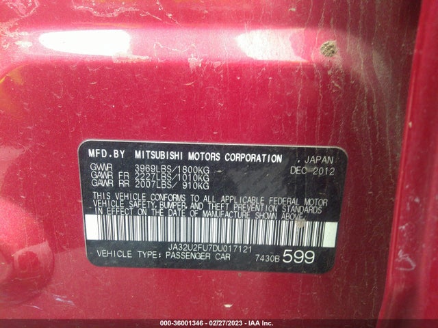 JA32U2FU7DU017121 Mitsubishi LANCER ES