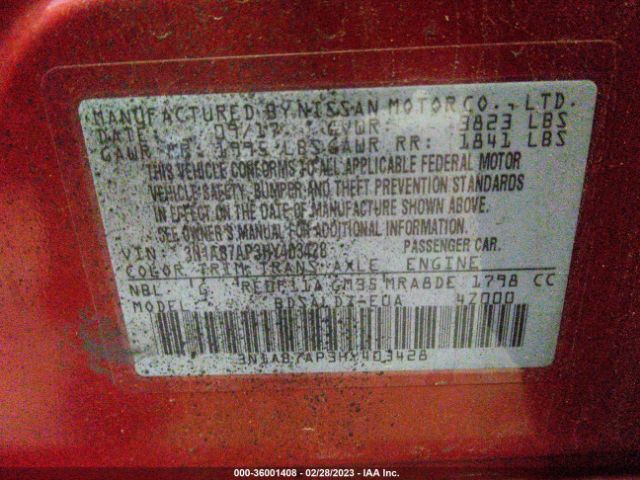 3N1AB7AP3HY403428 Nissan SENTRA SV