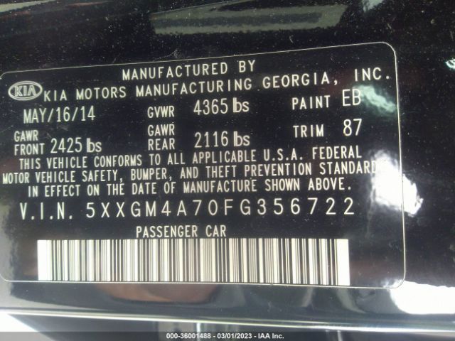 5XXGM4A70FG356722 KIA Optima Lx