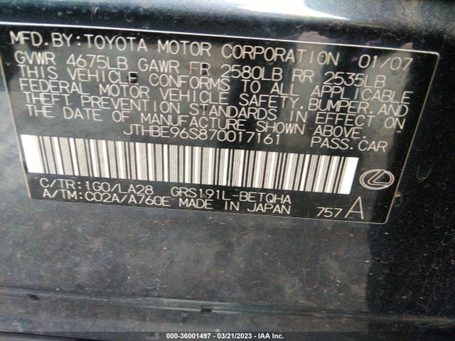 JTHBE96S870017161 Lexus GS 350