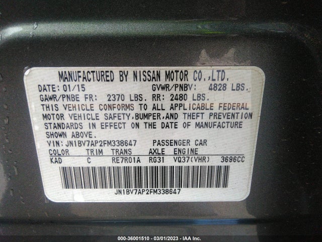 Infiniti Q50 Premium 2015 JN1BV7AP2FM338647 Image 10