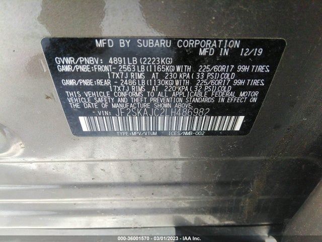 2020 Subaru Forester, VIN: JF2SKAJC2LH486982