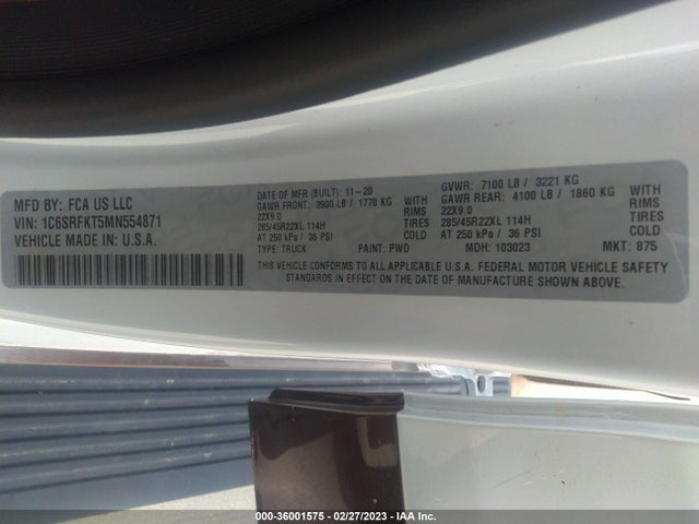 RAM 1500 Longhorn 2021 1C6SRFKT5MN554871 Image 10