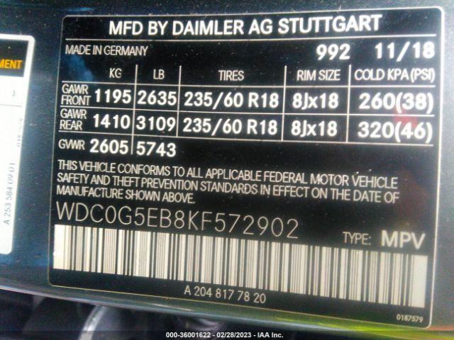 WDC0G5EB8KF572902 Mercedes-Benz Glc Glc 350e