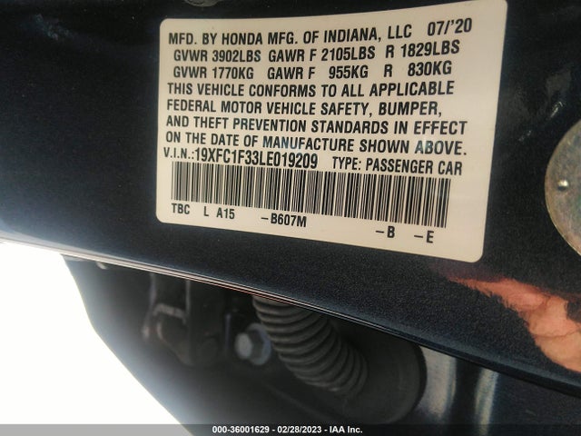 Honda Civic Sedan Ex 2020 19XFC1F33LE019209 Image 10